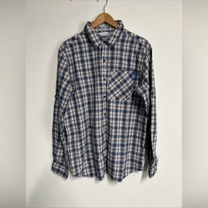 Columbia Men's Large Insect Repellent Plaid Button Front Shirt Roll Tab Sleeve